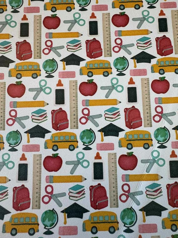 none - Teacher School Stuff Printed Cow Hide Leather Sheet 8.5"x11"