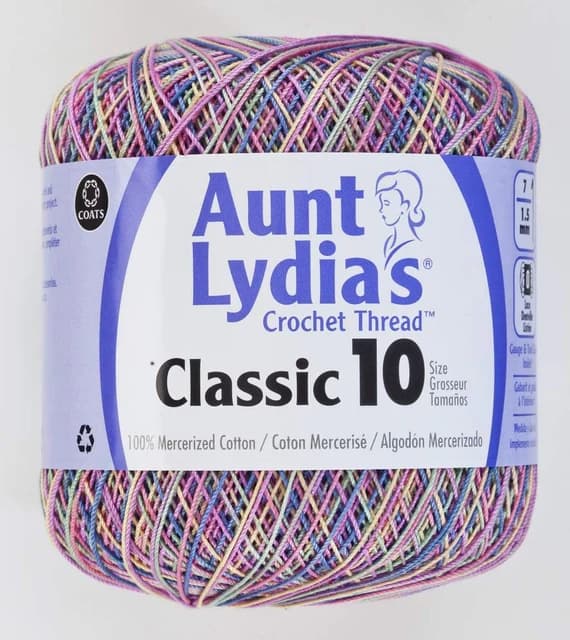 none - Coats Aunt Lydia's Crochet Cotton Thread Classic Size 10; Variegated Pastels (154-465) 350 Yards