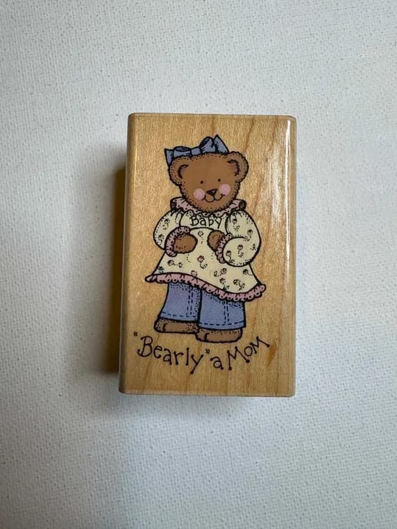 none - 1.5"x2.25" 1998 "bearly' a Mom Wood Mounted Rubber Stamp (D1386) By Hero Arts