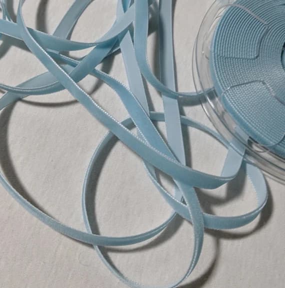 blue none - French VELVET Ribbon ROBINS EGG Blue by the yard 3/8 inch