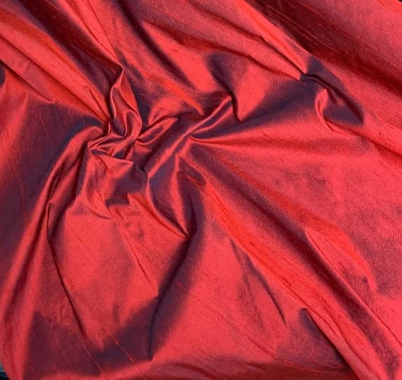 red dupioni fabric - Iridescent Red & Blue - 100% Silk Dupioni Fabric
