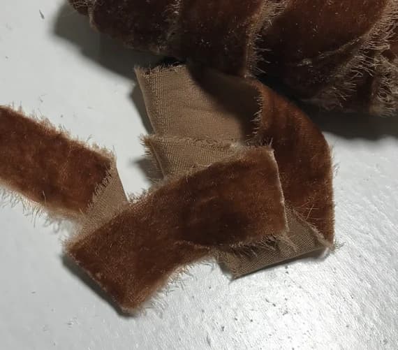 camel none - Hand Dyed Camel Brown Silk Velvet Ribbon ( 4 Widths to choose from)