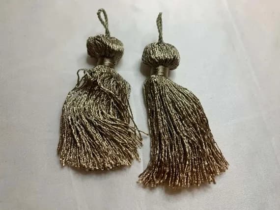 taupe none - Taupe 3" Bell Tassel Fringe Vintage New by Conso Set of 2