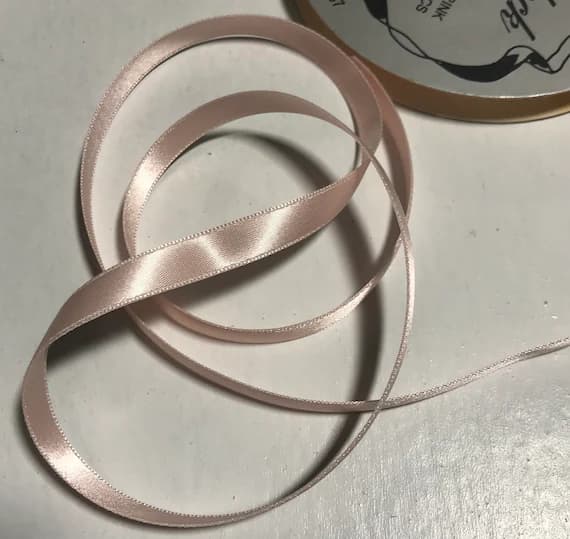 pink none - Pink 3/8" Vintage Grayblock Double Faced Satin Ribbon