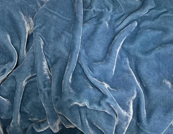 blue velvet fabric - EVENING BLUE Hand Dyed Silk Velvet Fabric