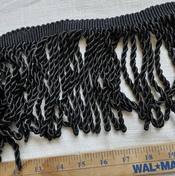 black none - Vintage Black 6" Bullion Tassel Fringe -by the yard-