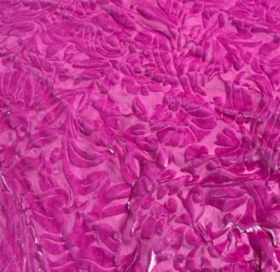 pink velvet fabric - ORCHID PINK Floral Burnout Hand Dyed Silk Velvet Fabric