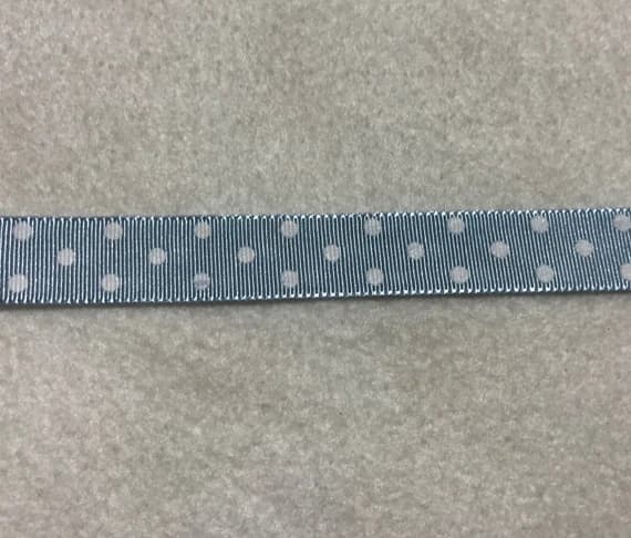 white none - Light Blue with White Polka Dots Grosgrain Double Sided Ribbon Trim Made in France 9/16" wide
