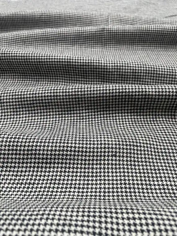 black fabric - Black & White Small Houndstooth - 100% Rayon Challis Fabric