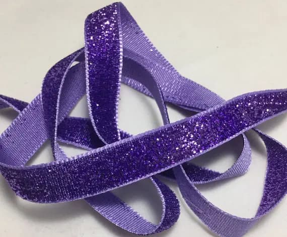 purple none - French VELVET Ribbon Lurex Metallic PURPLE by the yard 13mm 1/2 inch