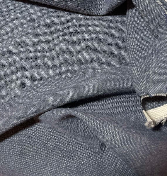 blue linen fabric - Denim Blue 100% Linen Fabric - Heavy Weight