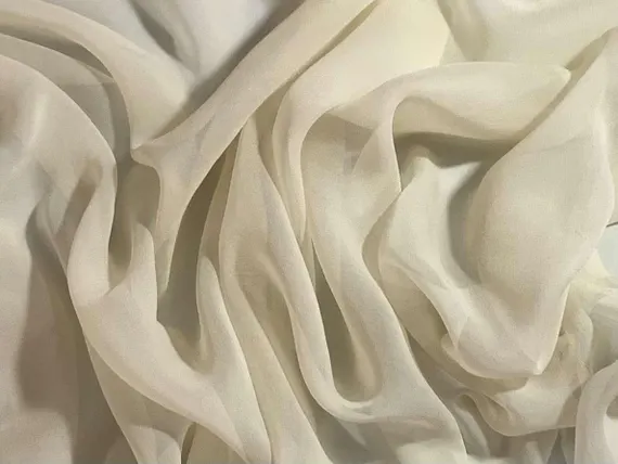 cream chiffon fabric - Cream - 8mm Silk Chiffon Fabric
