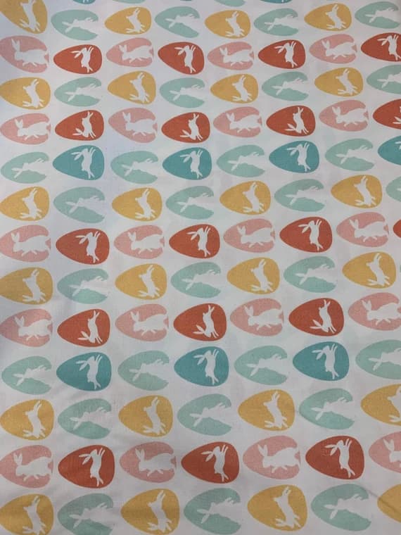 cotton fabric - Easter Bunny Hop Silhouette Eggs Multi - Paintbrush Studio Cotton Fabric