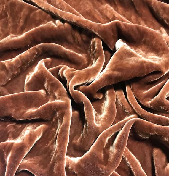 velvet fabric - CINNAMON Hand Dyed Silk Velvet Fabric