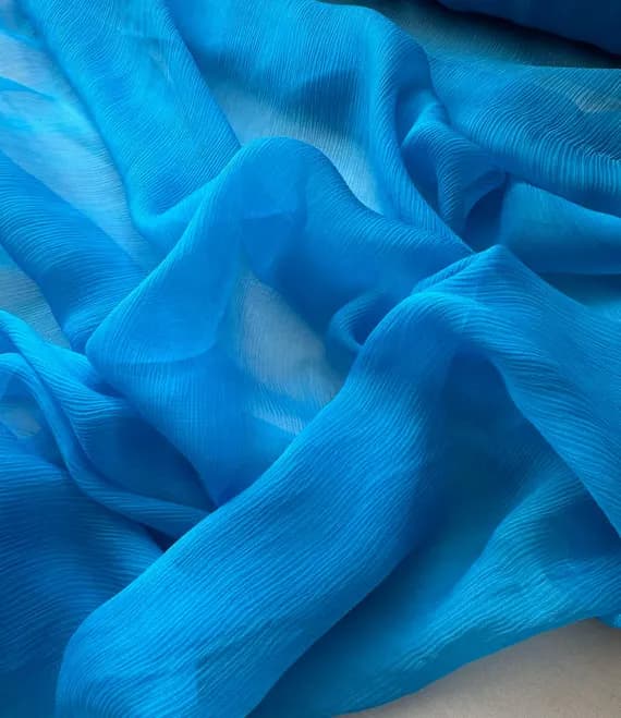turquoise chiffon fabric - Turquoise Blue - 5mm Crinkle Silk Chiffon Fabric