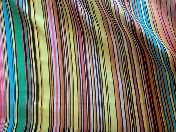 silk fabric - Multi Colored Stripes - Silk/Cotton Voile Batiste Fabric