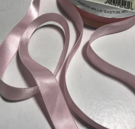 pink none - Real Pink 5/8" Vintage Grayblock Double Faced Satin Ribbon