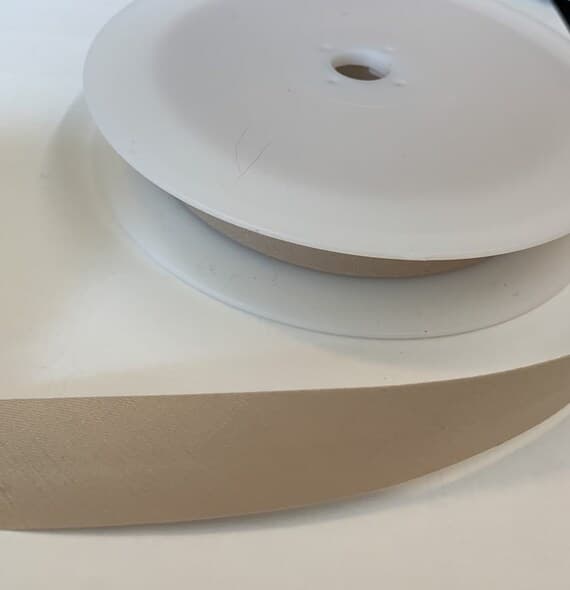 beige none - BEIGE Poly Cotton Single Fold Bias Tape Made in France 3/4" (3 yards)