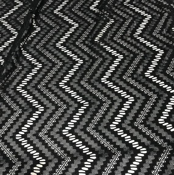 navy lace - Navy Chevron Crochet Stretch Lace - Nylon Fabric