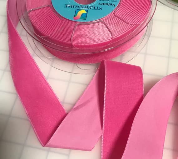 pink none - French VELVET Ribbon BRIGHT PINK by the yard (1 1/2" width)