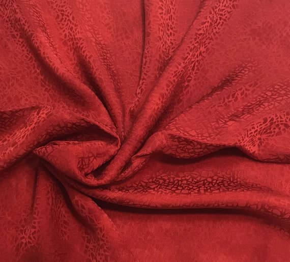 scarlet silk fabric - Hand Dyed Scarlet Red Pebbles - Silk Jacquard Fabric