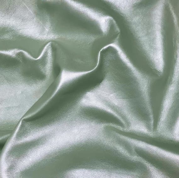 green leather - Metallic Pale GREEN Supple Lambskin Leather Whole Hide 1 Square Foot