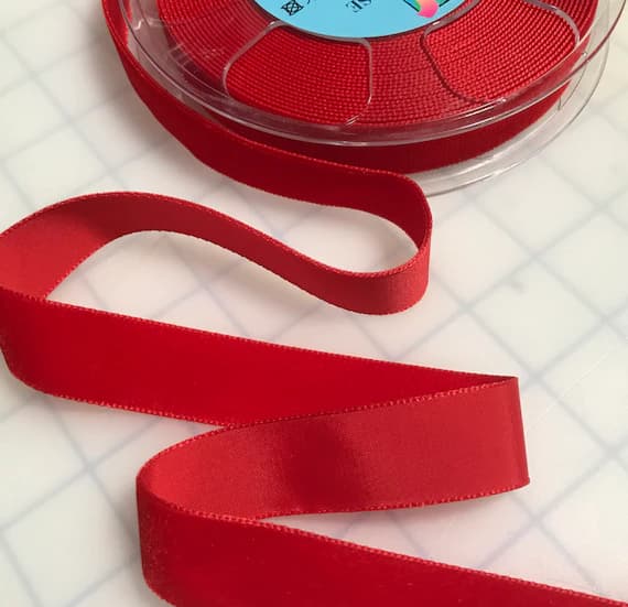 scarlet none - French VELVET Ribbon SCARLET RED by the yard (7/8" wide)