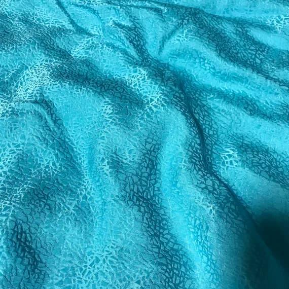 turquoise silk fabric - Hand Dyed Turquoise Pebbles - Silk Jacquard Fabric