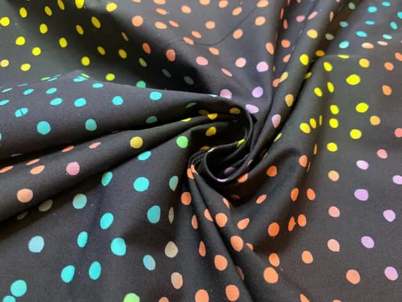 cotton fabric - 1/2 yard increments Multi Color Polka Dots Cotton Batik Fabric Vintage 90's OOP