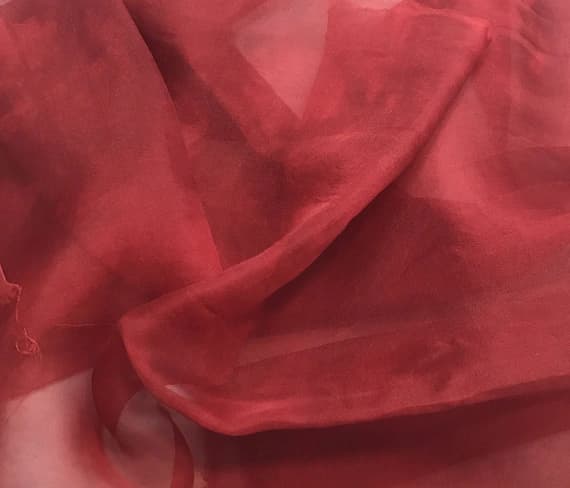 scarlet organza fabric - Hand Dyed DEEP SCARLET RED - Silk Organza Fabric
