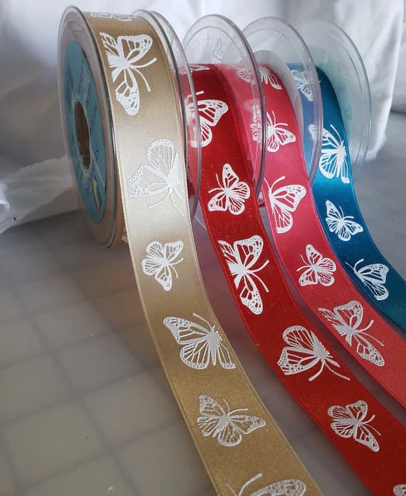 gold none - Gold Butterfly Satin Ribbon Trim Made in France 1" wide