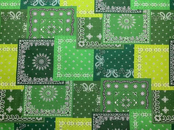 green cotton fabric - Green Bandana - Kokka Japan Cotton Sheeting Fabric