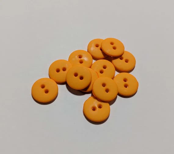 orange none - Orange Round 2 Hole Plastic Button - 13mm / 1/2 inch - Dill Buttons - Set of 4