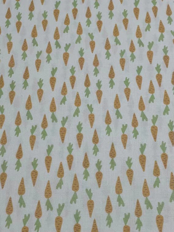 white cotton fabric - Bunny Trail - Orange Carrots on White - Paintbrush Studio Cotton Fabrics