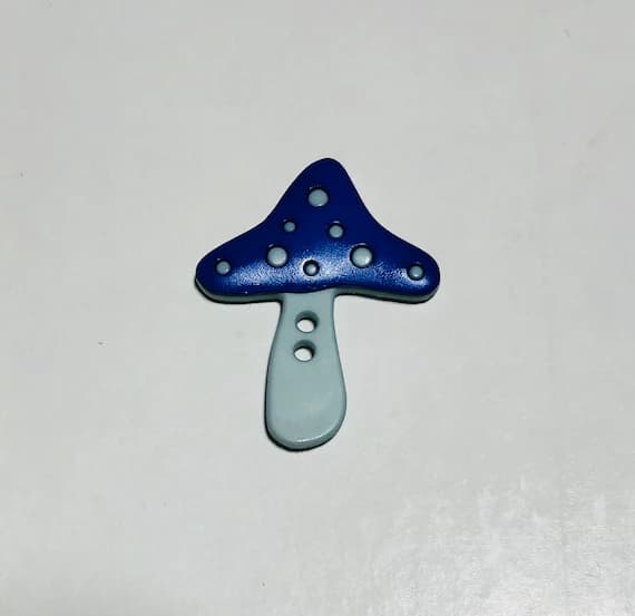 blue none - Blue Mushroom Plastic Button - 35mm / 1 3/8" - Dill Buttons Brand