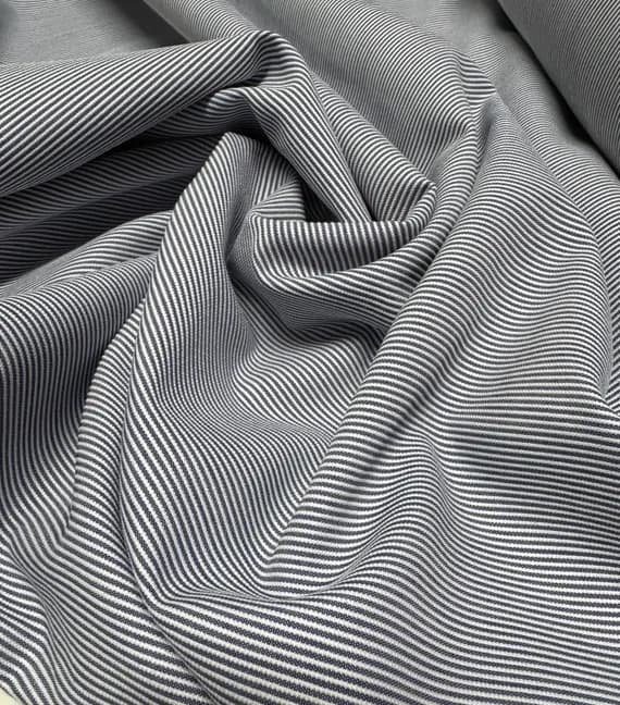 navy cotton fabric - Navy Blue & White Stripe Russell Pincord Imperial Cotton - Spechler-Vogel Fabric