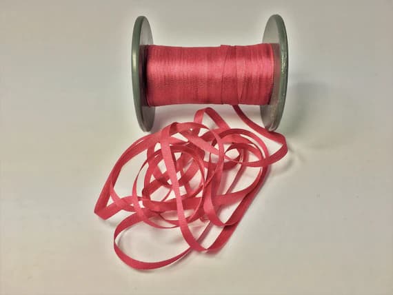 pink none - Hand Dyed Rosy Pink #38 Pure Silk Embroidery Ribbon 4mm 1/8" wide Japan -3 yards-