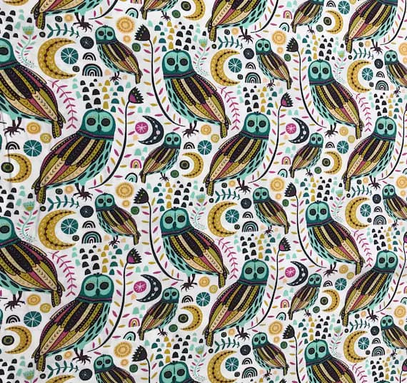 cotton fabric - Sova Nightlight Owls - Art Gallery Cotton Fabric