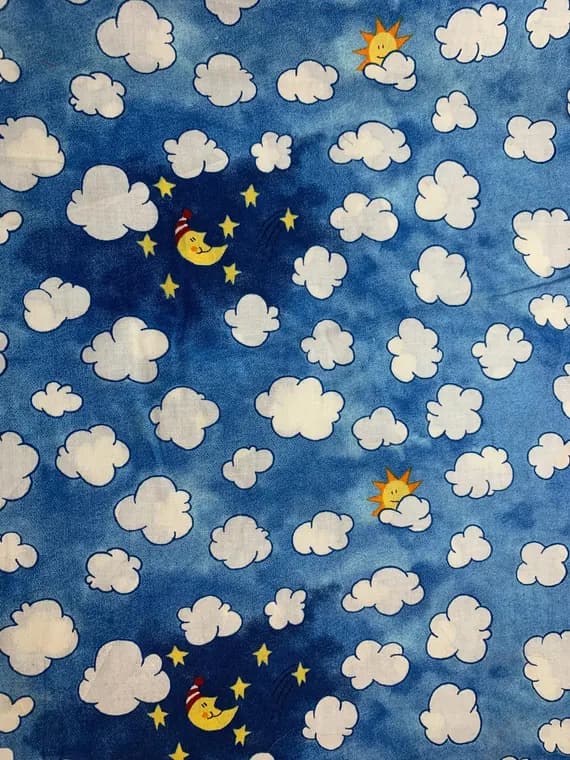 cotton fabric - Sweet Dreams Night Sky Cotton Fabric Vintage 90's OOP P&B