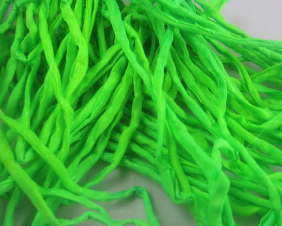 green none - Hand Dyed Silk Cord - Spring Green-by the yard