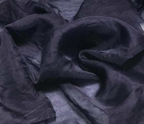 navy organza fabric - Hand Dyed NAVY BLUE - Silk Organza Fabric