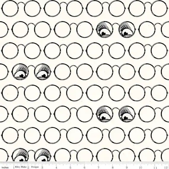 white cotton fabric - Spooky Specs Off White - Goose Tales - by J. Wecker Frisch for Riley Blake Fabrics 100% Cotton Fabric