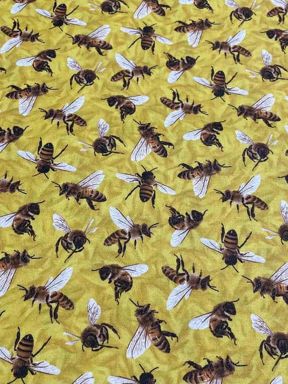 yellow cotton fabric - Frolicking Fields Bees Yellow - Paintbrush Studio Cotton Fabric