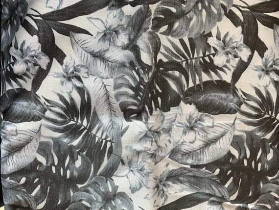 gray cotton fabric - Gray Leaves & Plants Monstera - Mod Tropics - by Paintbrush Studio 100% Cotton Fabric