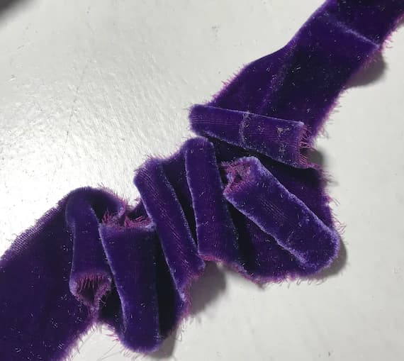 purple none - Hand Dyed Bright Purple Silk Velvet Ribbon ( 4 Widths to choose from)