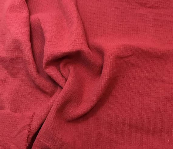 red noil fabric - CHERRY RED Hand Dyed Raw Silk Squares Weave Check NOIL Fabric