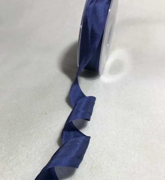 navy none - Navy Blue 25mm/1" Pure Silk Ribbon - Made in France
