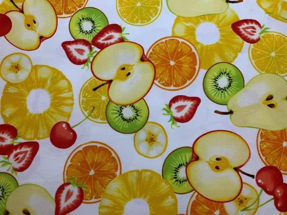 white cotton fabric - Fresh Fruits on White - Cosmo Japan Cotton Oxford Fabric