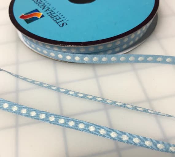white none - Blue & White Polka Dot Ribbon Trim made in France 1/4" wide x 3 yards