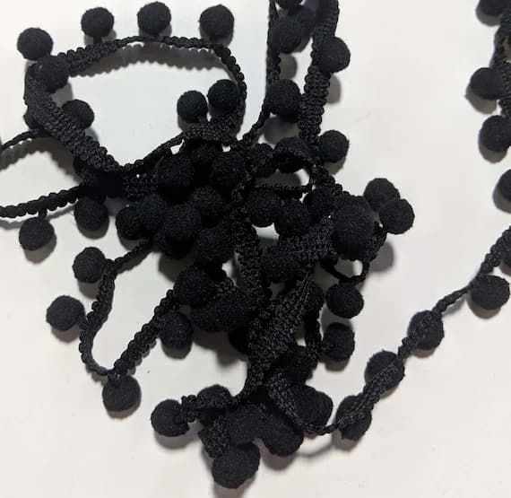black none - BLACK French Pom Pom Trim (3/4" wide)